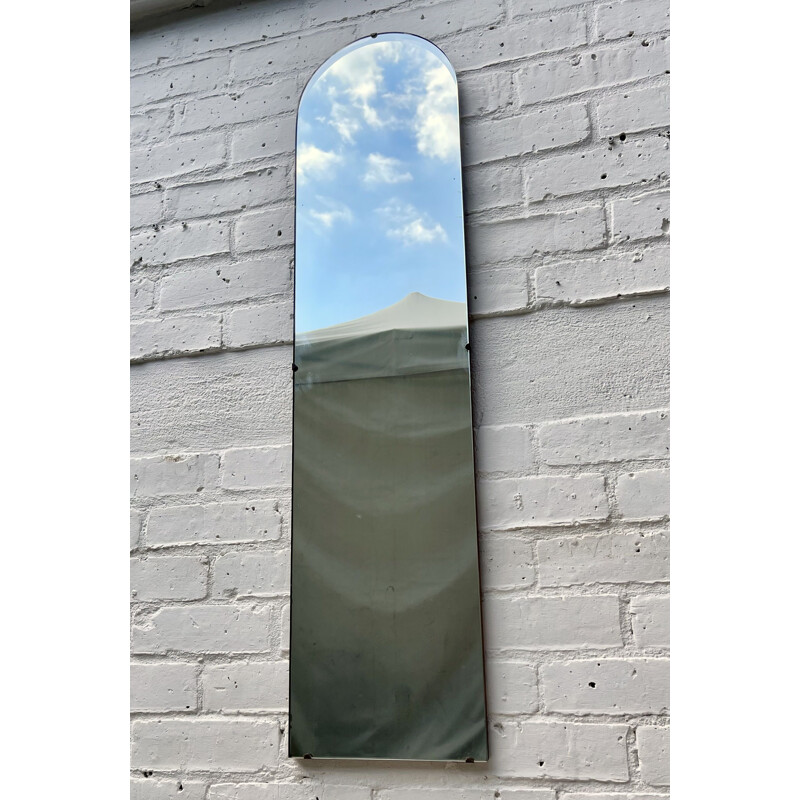 Vintage tall thin frameless wall mirror, 1950s