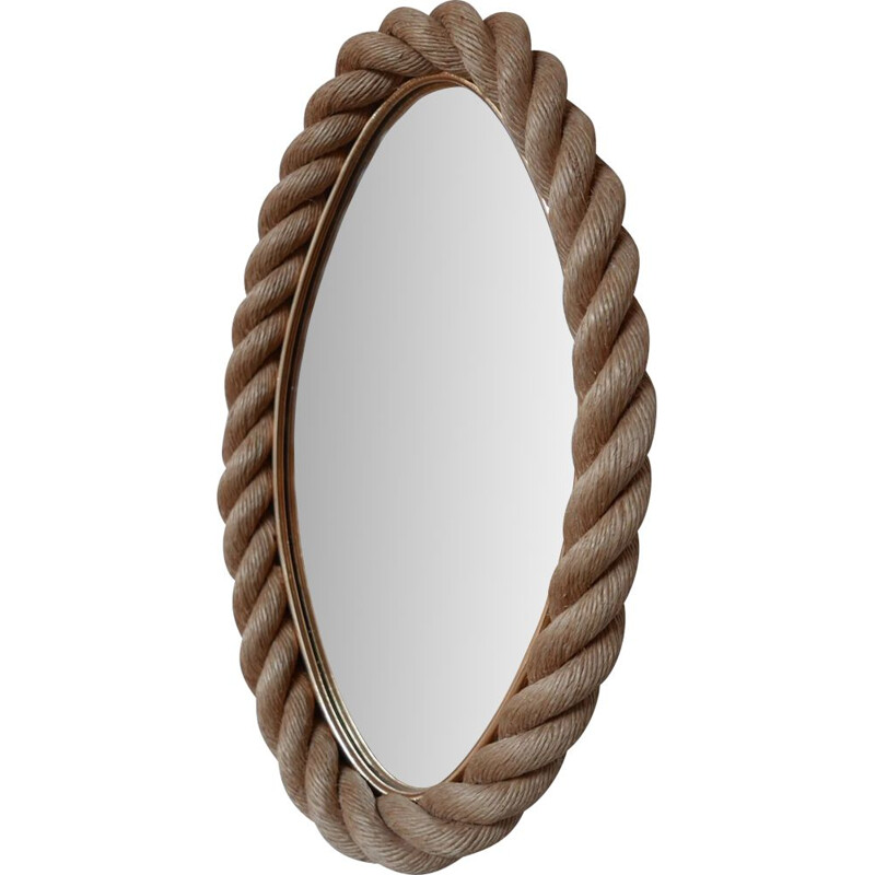  Mid century french rope mirror by Audoux-Minet, France 1960s 