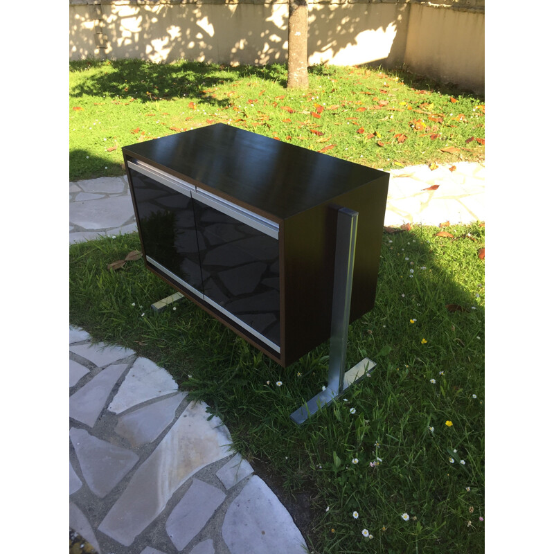 Small black vintage sideboard in wenge by Ligne Roset, 1970s