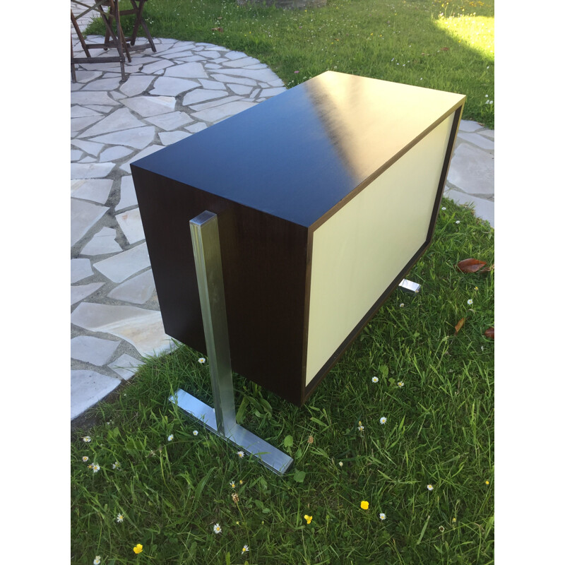 Small black vintage sideboard in wenge by Ligne Roset, 1970s