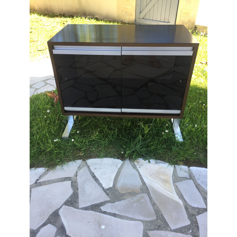 Small black vintage sideboard in wenge by Ligne Roset, 1970s