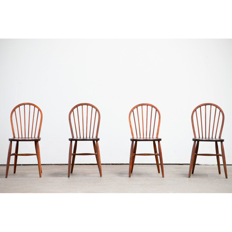 Set of 4 Scandinavian vintage stick-back chairs, 1960s