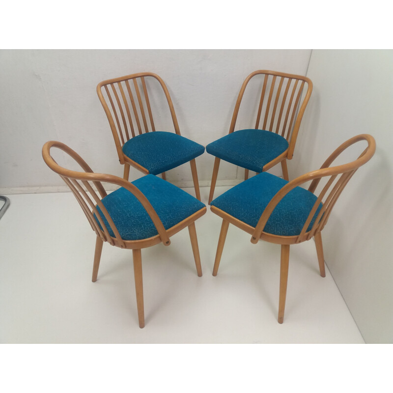 Set of 4 vintage beechwood chairs by Antonín Šuman for Ton Bystřice pod Hostýnem, Czechoslovakia 1960