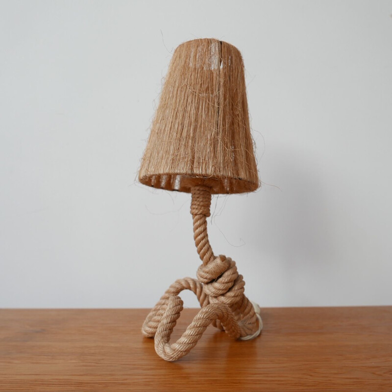 Mid century rope cord table lamp by Audoux-Minet, France 1960s