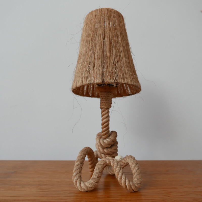 Mid century rope cord table lamp by Audoux-Minet, France 1960s