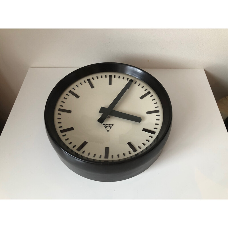 Pragotron industrial wall clock, Czechoslovak 1960s