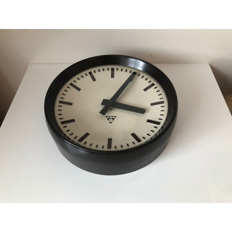 Pragotron industrial wall clock, Czechoslovak 1960s