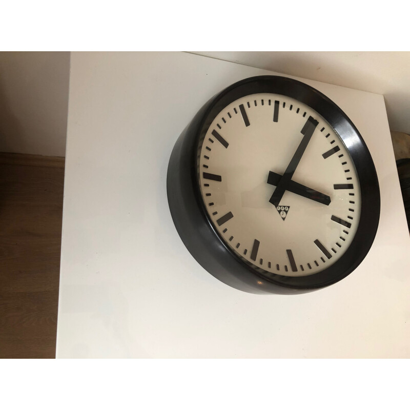 Pragotron industrial wall clock, Czechoslovak 1960s