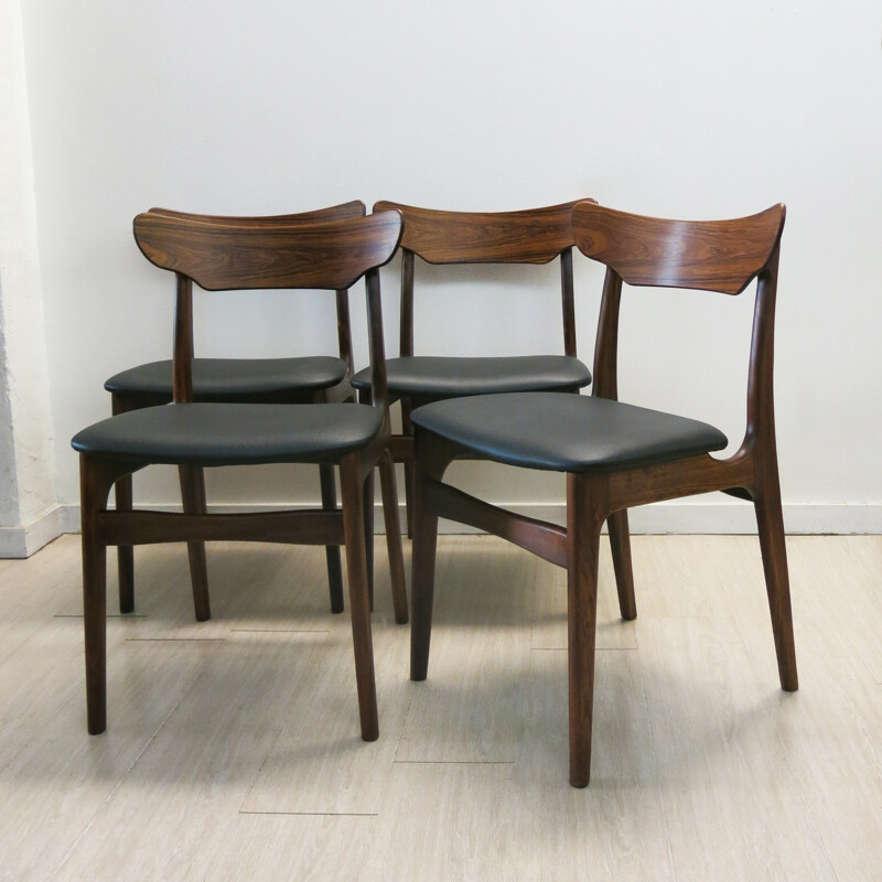 Set of 4 Danish chairs in rosewood, SCHIONNING & ELGAARD - 1960s