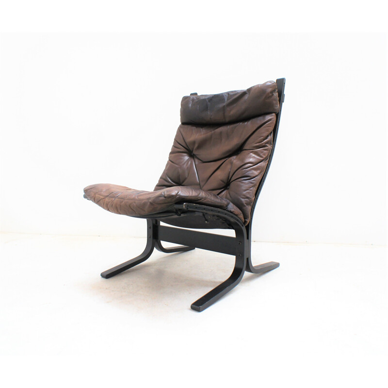 Silla de siesta de cuero vintage de Ingmar Relling para Westnofa, 1970