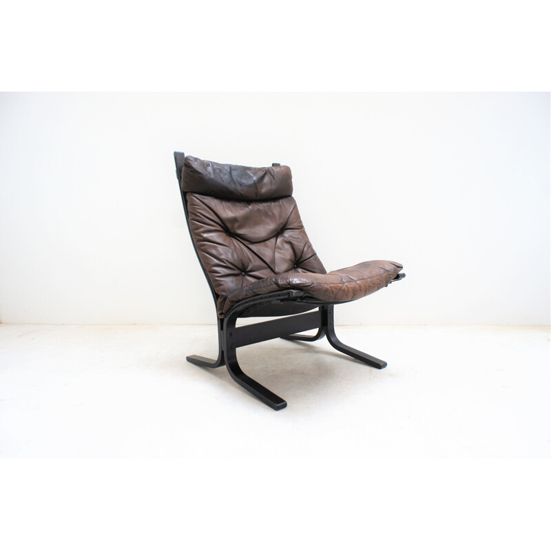 Fauteuil siesta vintage en cuir par Ingmar Relling pour Westnofa, 1970