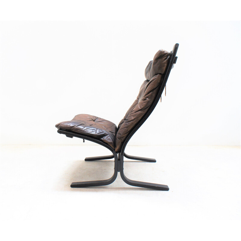 Fauteuil siesta vintage en cuir par Ingmar Relling pour Westnofa, 1970