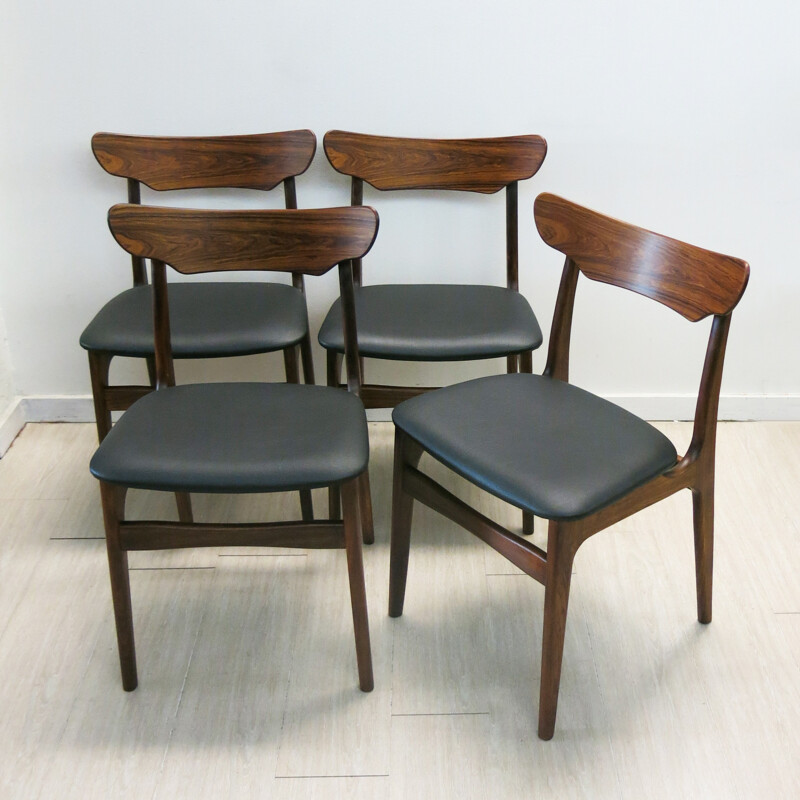 Set of 4 Danish chairs in rosewood, SCHIONNING & ELGAARD - 1960s