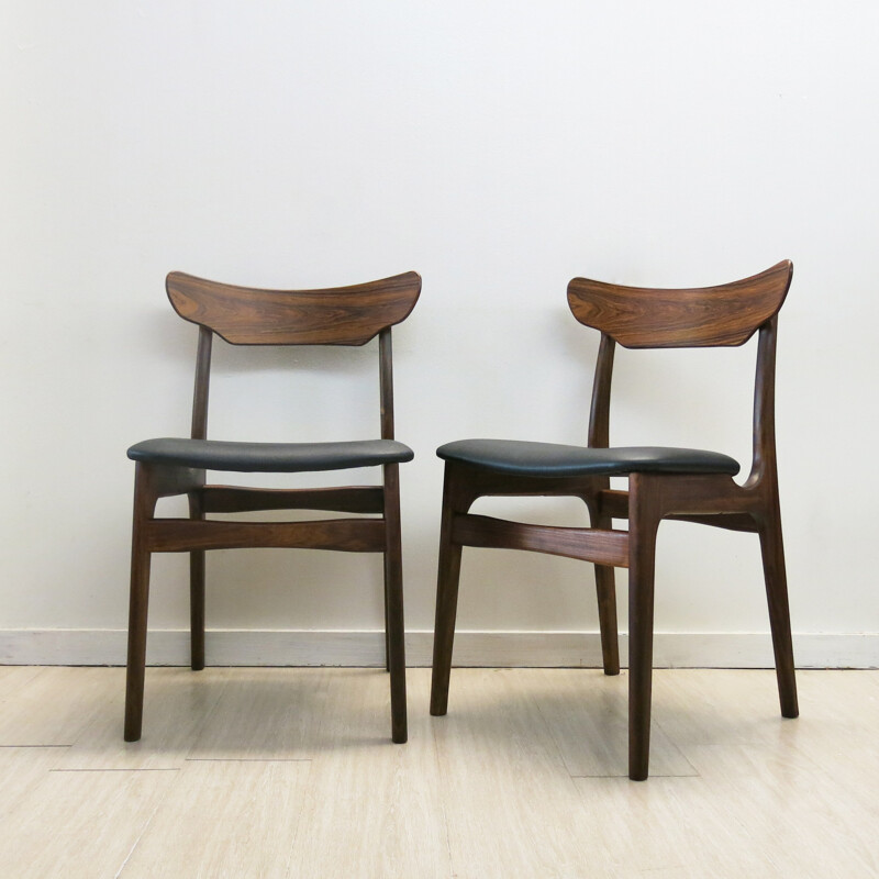 Set of 4 Danish chairs in rosewood, SCHIONNING & ELGAARD - 1960s