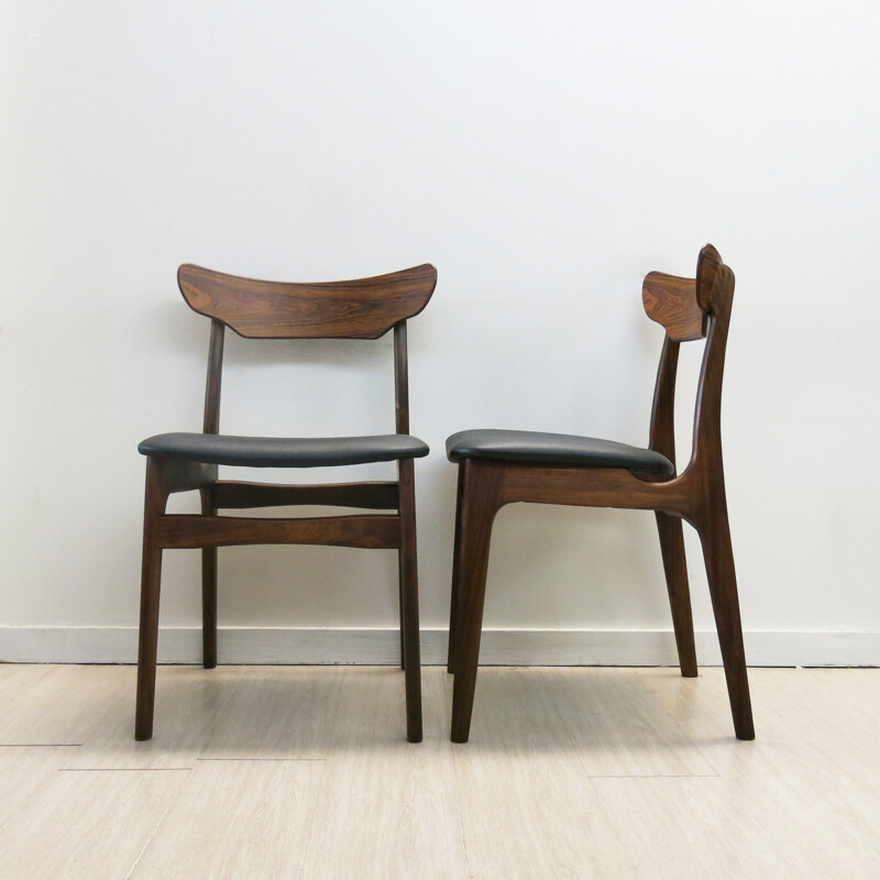 Set of 4 Danish chairs in rosewood, SCHIONNING & ELGAARD - 1960s