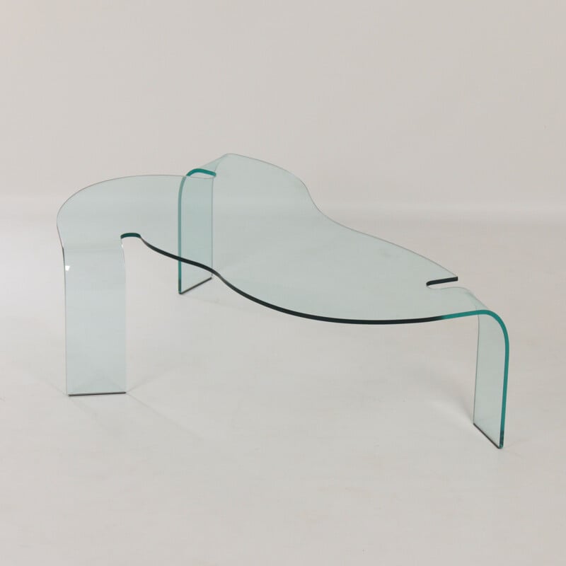 Vintage glass coffee table by Hans von Klier for Fiam, Italy 1990