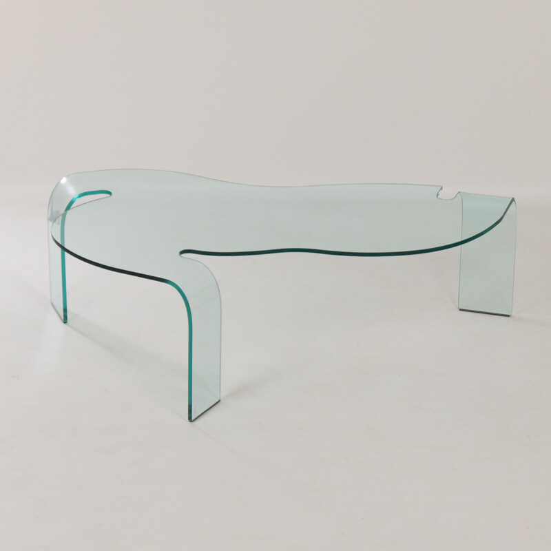 Mesa de centro de cristal vintage de Hans von Klier para Fiam, Italia 1990