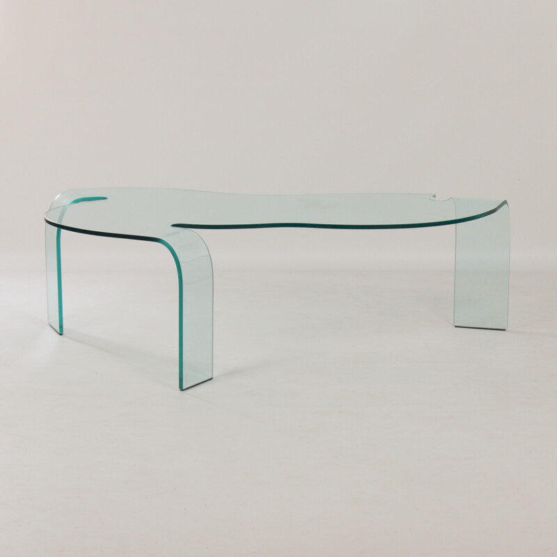 Mesa de centro de cristal vintage de Hans von Klier para Fiam, Italia 1990