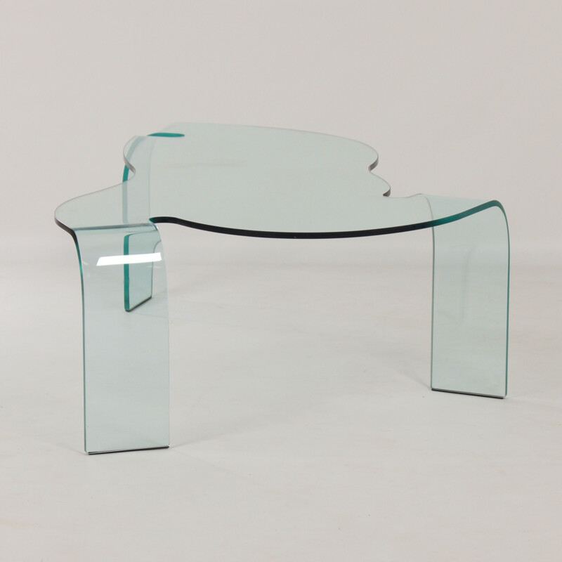 Mesa de centro de cristal vintage de Hans von Klier para Fiam, Italia 1990