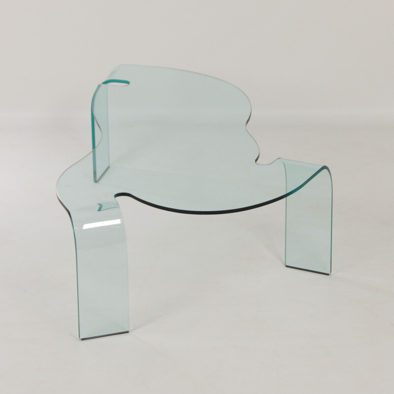 Vintage glass coffee table by Hans von Klier for Fiam, Italy 1990