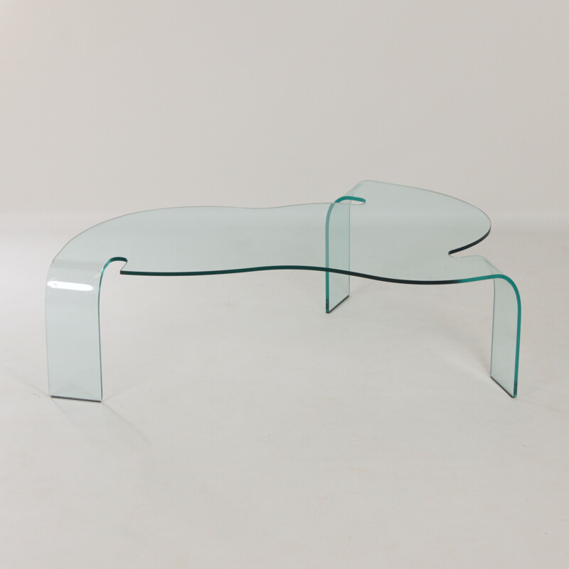 Vintage glazen salontafel van Hans von Klier voor Fiam, Italië 1990