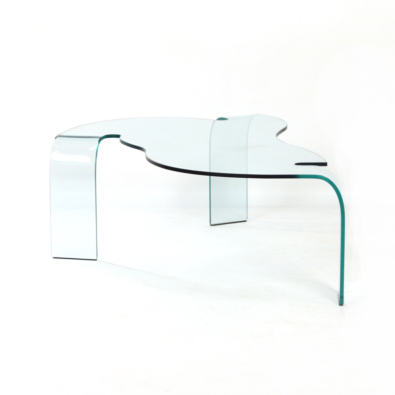 Vintage glass coffee table by Hans von Klier for Fiam, Italy 1990