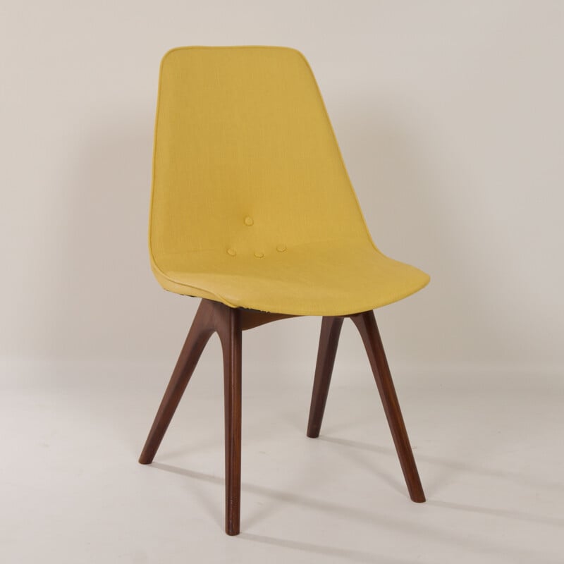 Juego de 4 sillas vintage de teca amarilla de Van Os, 1950