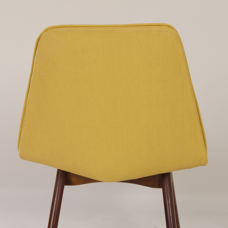 Set van 4 vintage gele teakhouten stoelen van Van Os, 1950