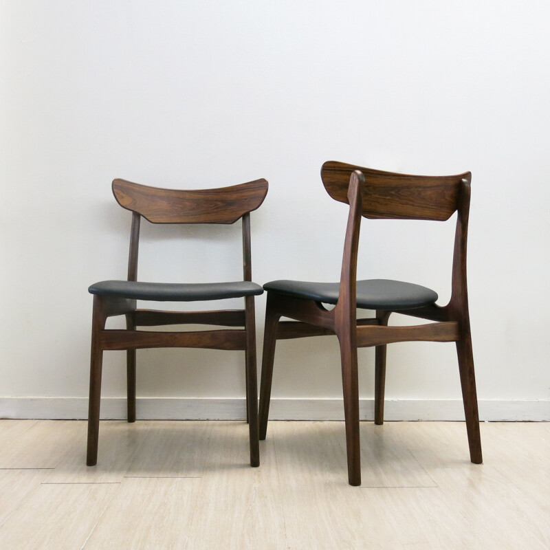 Set of 6 Danish chairs in rosewood, SCHIONNING & ELGAARD - 1960s