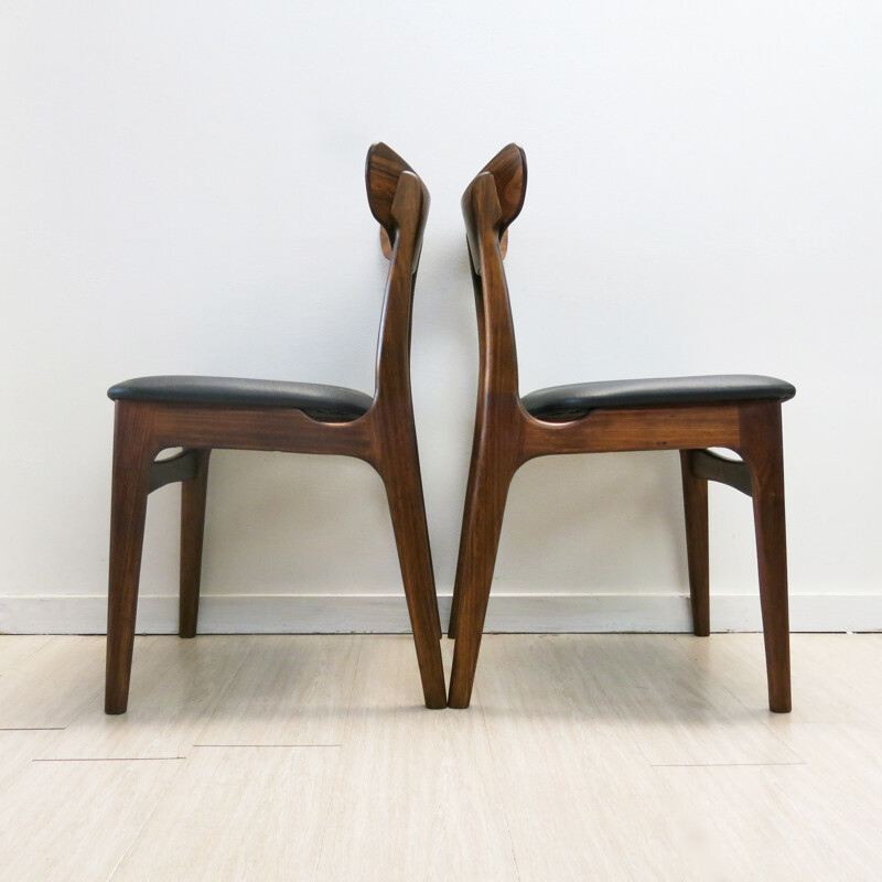 Set of 6 Danish chairs in rosewood, SCHIONNING & ELGAARD - 1960s