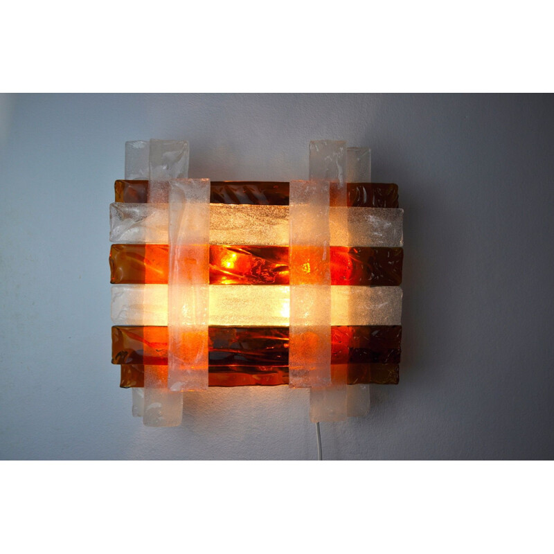 Vintage wall lamp by Albano Poli, Murano Italy 1970s