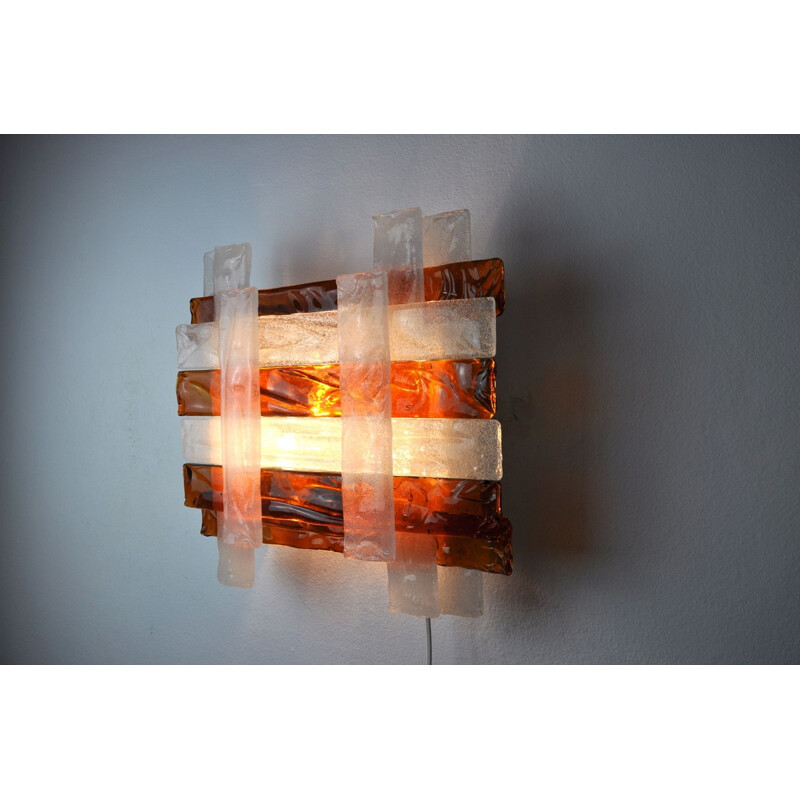 Vintage wall lamp by Albano Poli, Murano Italy 1970s