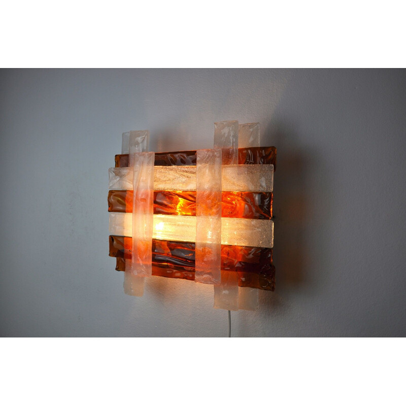 Vintage wall lamp by Albano Poli, Murano Italy 1970s