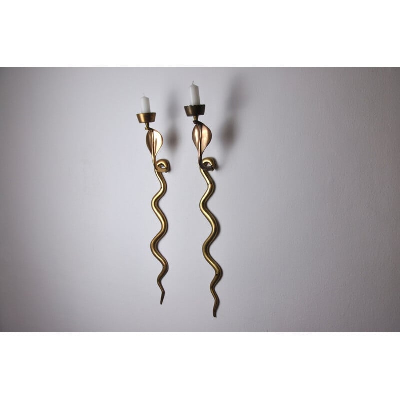 Pair of mid century snake candle holders by Italo Valenti, 1970s