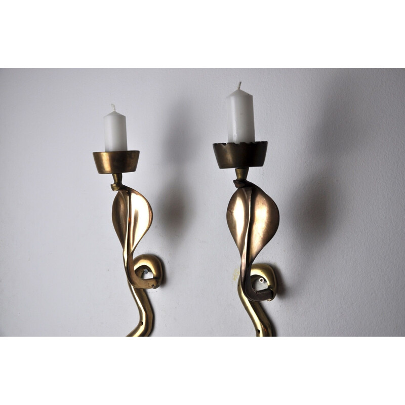 Pair of mid century snake candle holders by Italo Valenti, 1970s