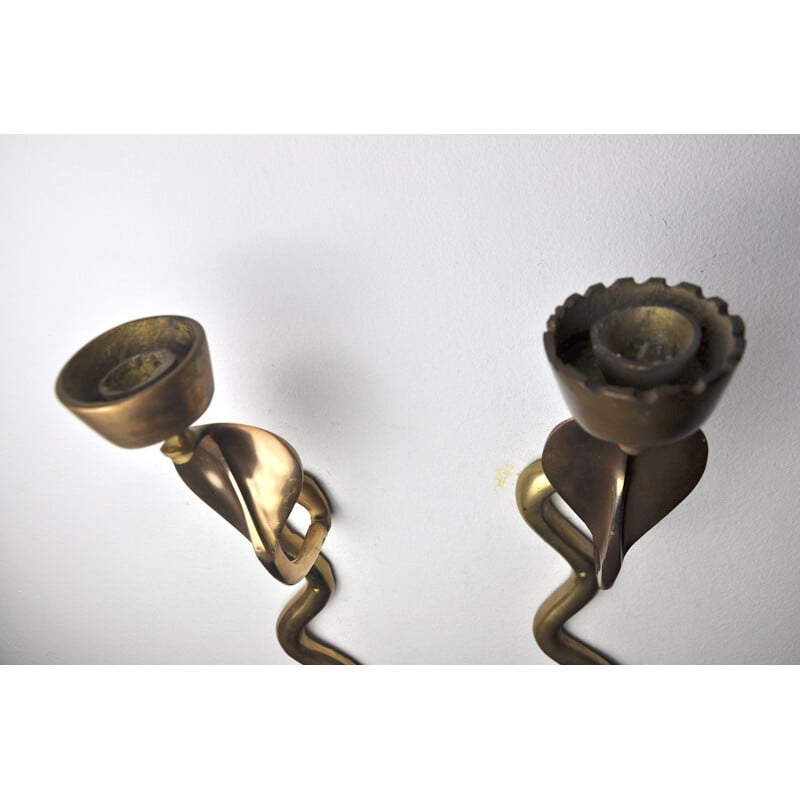 Pair of mid century snake candle holders by Italo Valenti, 1970s