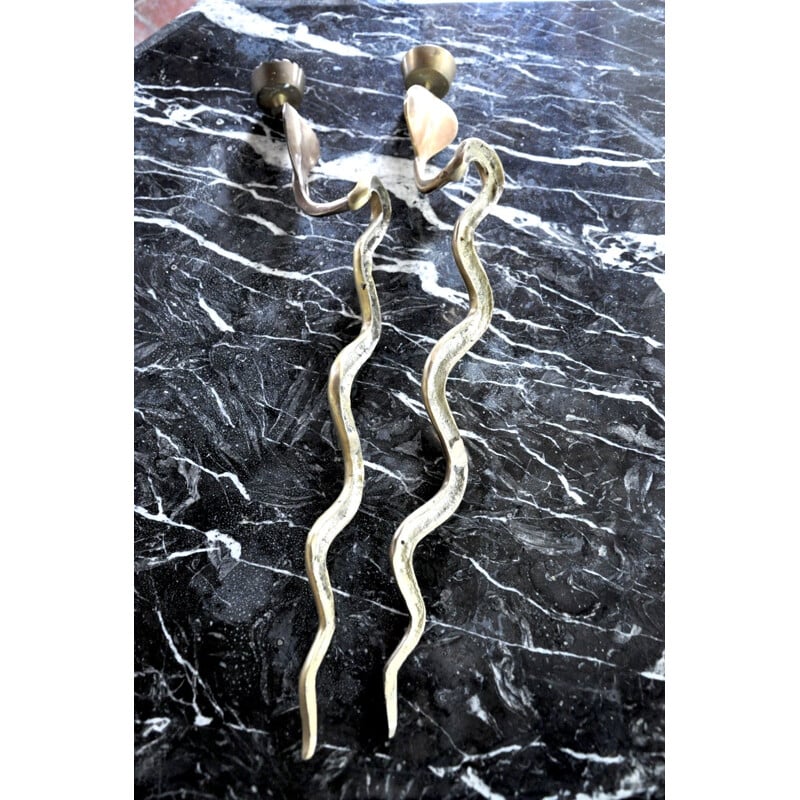 Pair of mid century snake candle holders by Italo Valenti, 1970s