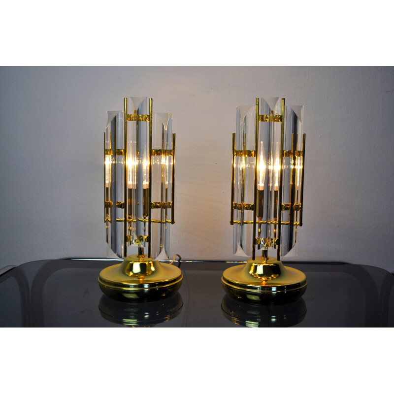 Vintage pair of Venini lamps, Italy, 1970