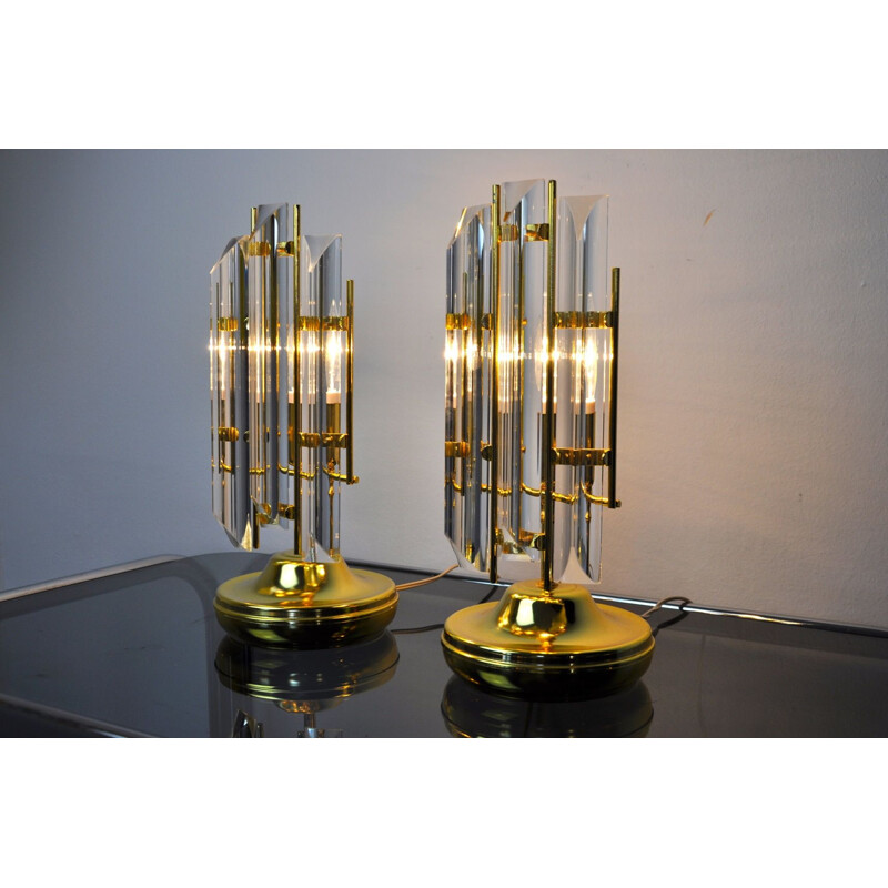 Vintage pair of Venini lamps, Italy, 1970