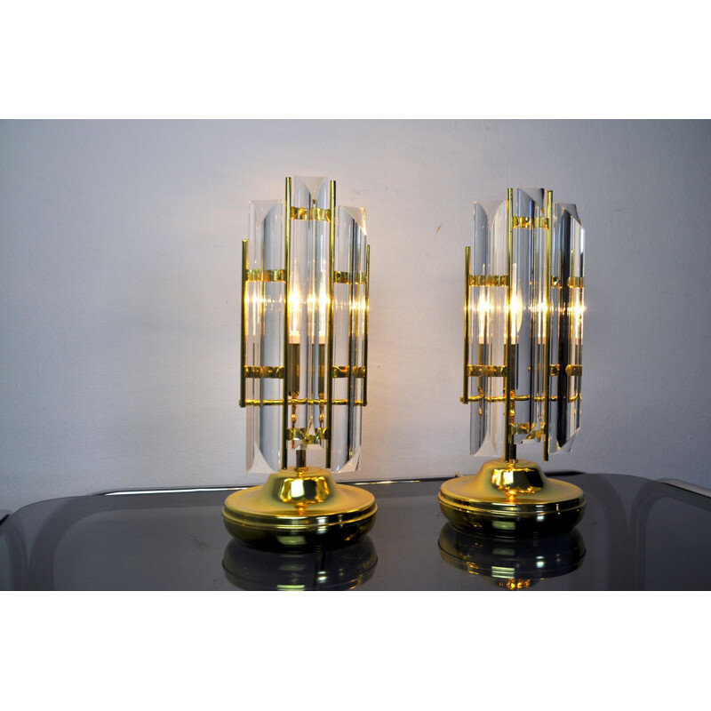 Vintage pair of Venini lamps, Italy, 1970