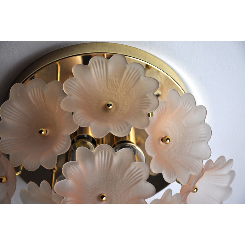 Mid century flower ceiling lamp by Murano Mazzega, Italy 1970s