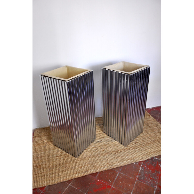 Pair of vintage pots "hollywood regency", Italy 1970