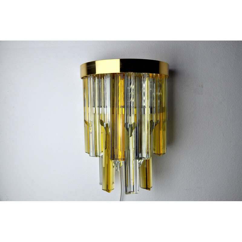 Vintage two-coloured wall lamp Venini, Murano Italy 1970