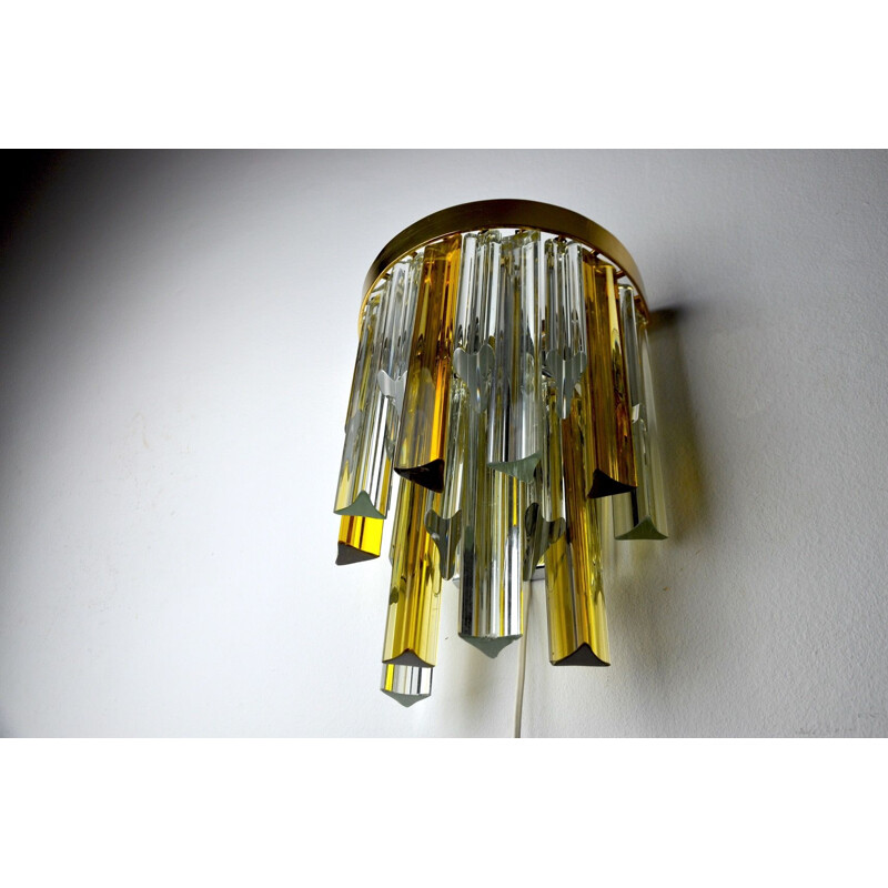 Vintage Venini tweekleurige wandlamp, Murano Italië 1970