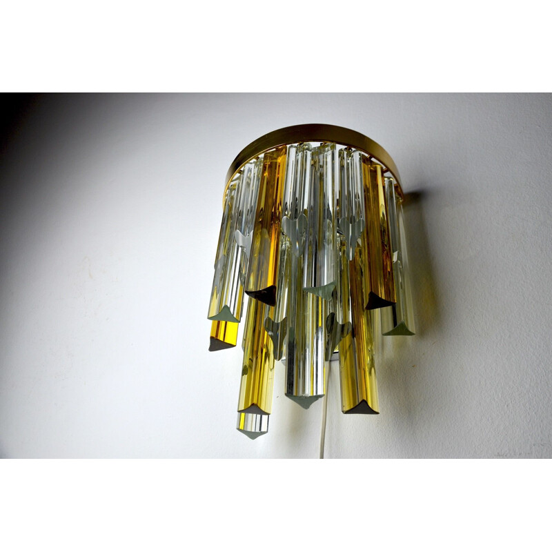 Vintage two-coloured wall lamp Venini, Murano Italy 1970