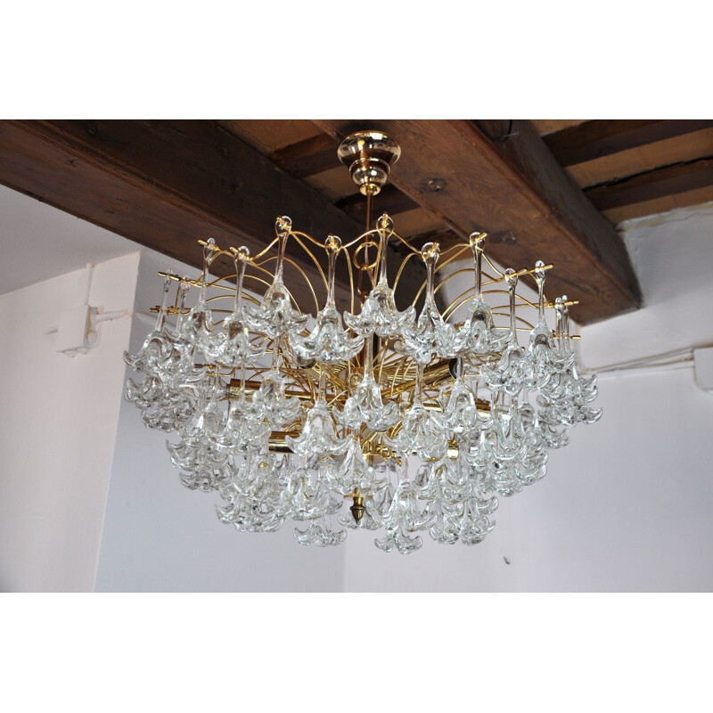 Mid century Venini 3-level floral chandelier, Italy 1970s