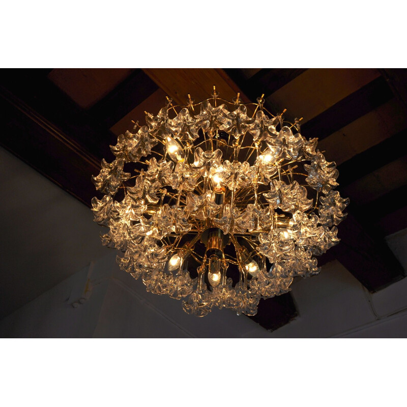 Mid century Venini 3-level floral chandelier, Italy 1970s