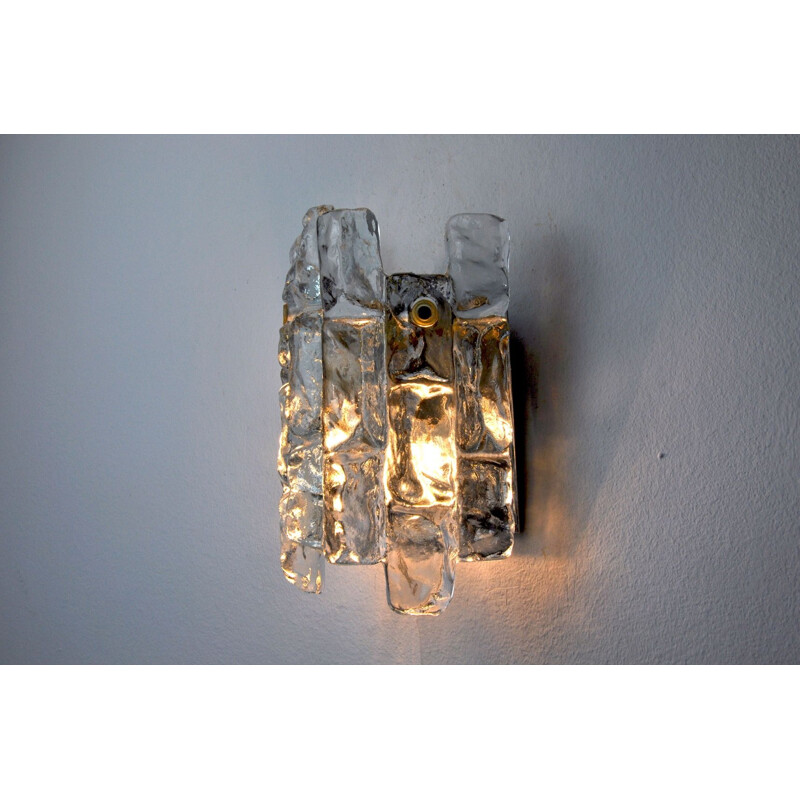 Vintage frosted glass wall lamp by J.T Kalmar, Austria 1970