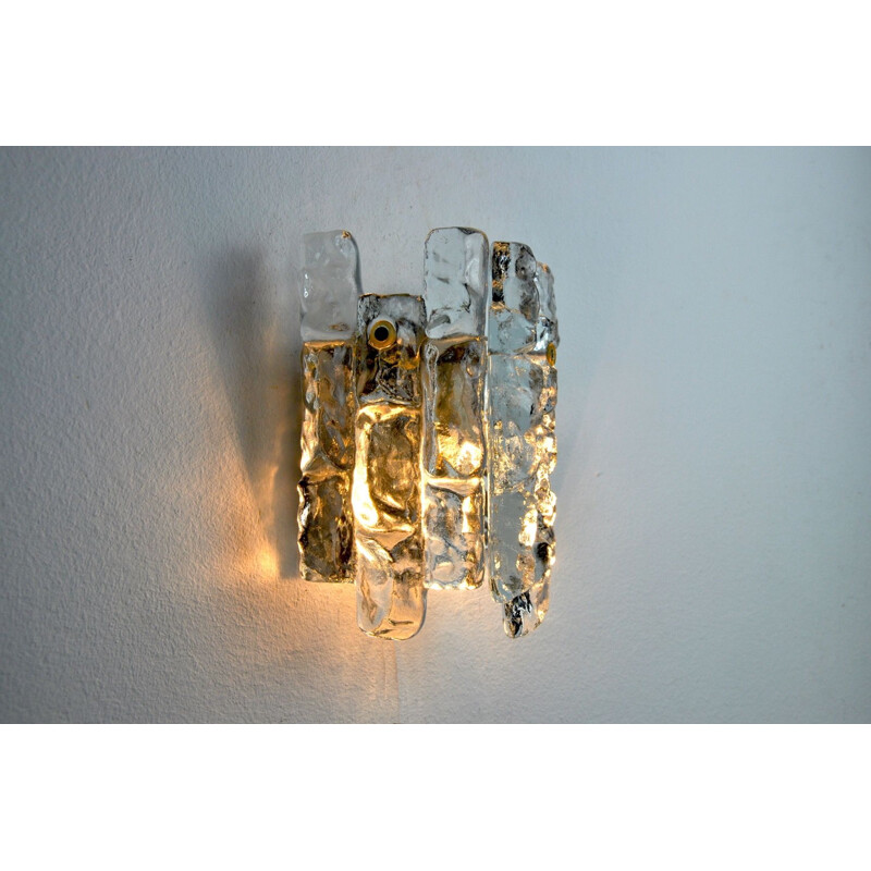 Vintage frosted glass wall lamp by J.T Kalmar, Austria 1970