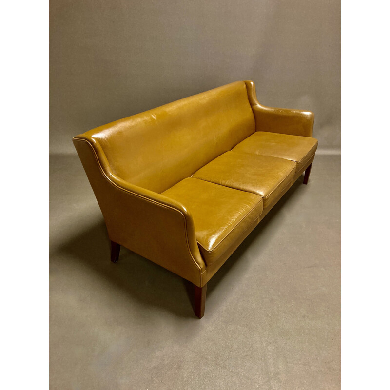 Scandinavian design mid century leather sofa, 1950s